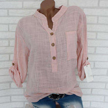 Load image into Gallery viewer, Womens Cotton Linen Stand Collar Shirt Tops
