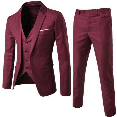 3Pcs/Set Luxury Mens Suits Set Grey Formal